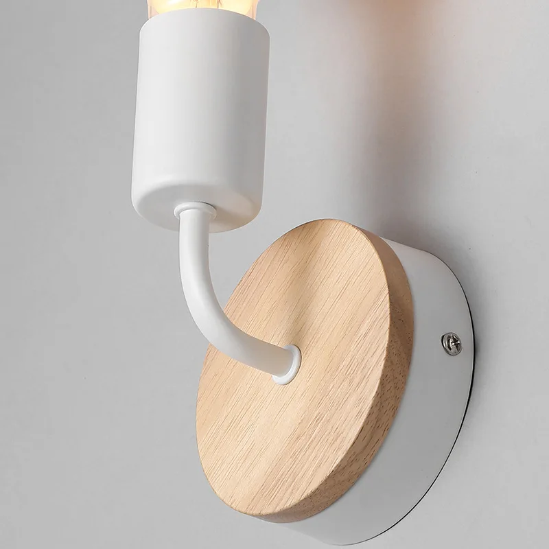Modern Black White Wood Wall Light Bedside Wall Lamp Vintage Loft Wall Lighting Up & Down E27 E26 for Bedroom (14)