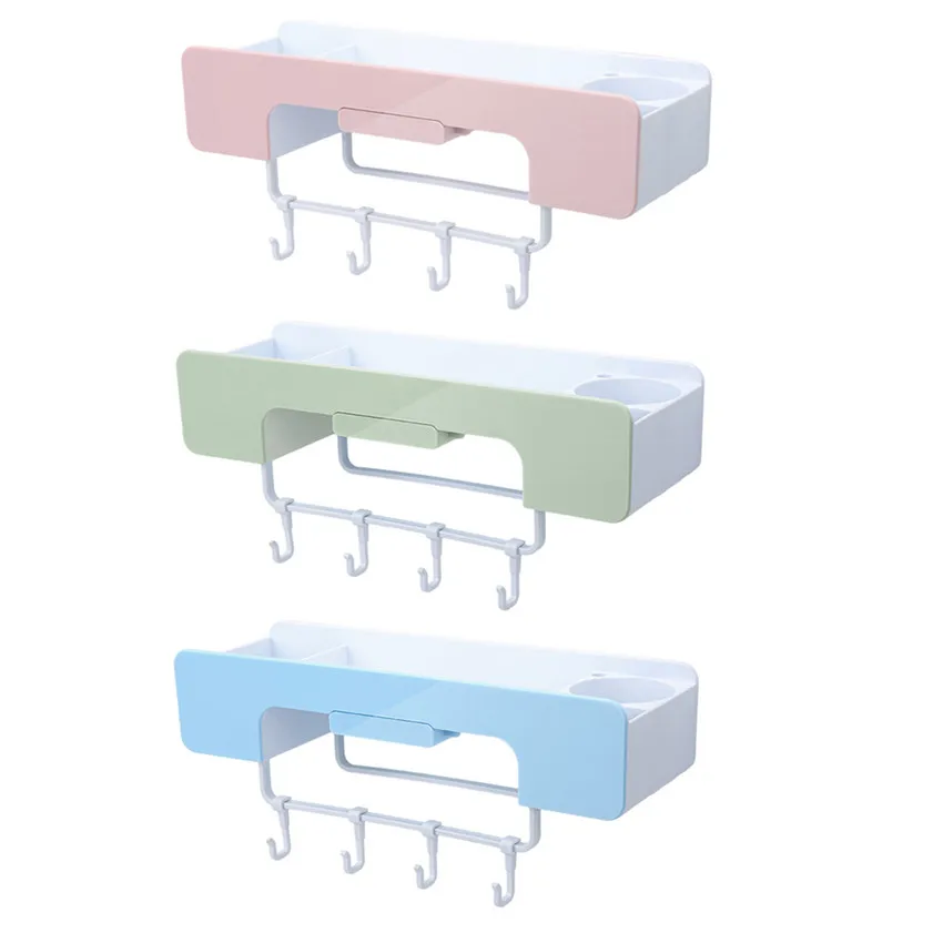 

Suction Bathroom Wall-Mounted Storage Rack Multi-Function No Trace Vanity Toilet Shelf Home Decoration