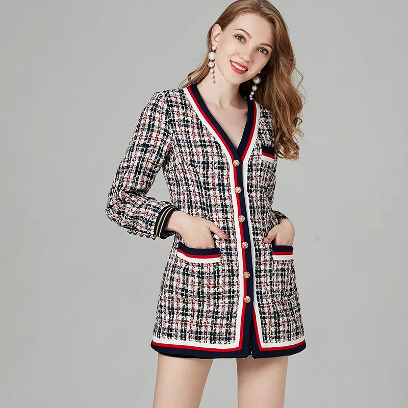 

Song Zuer The Same Style 2019 Spring New Women Wear The Long Style Tweed Style Long Sleeved Jacket Cardigan Winter Coat Women