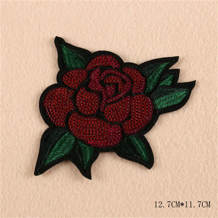 6 PF 7pcslot Sequin Patch Lipstick Flower Patches for Cloth Embroidery Badges on Backpack Dress Applique Decoration Sticker AD002