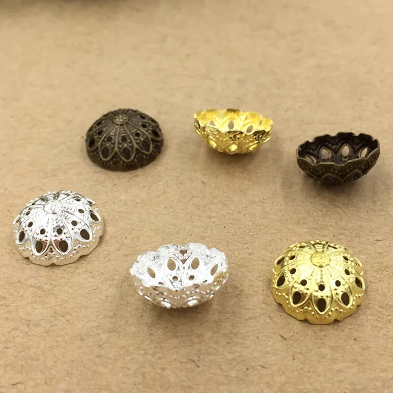 12mm Fashion Hollow Out Flowers Bead Caps Filigree Connectors DIY Jewelry Making cy2132