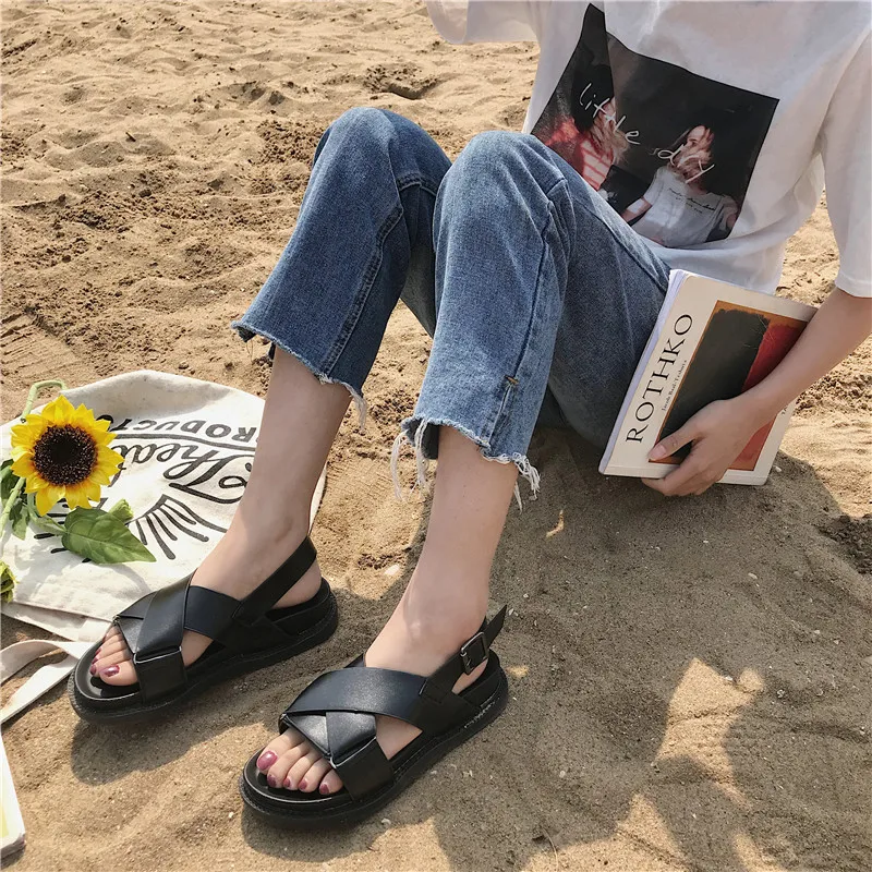

beach shoes women Sandals Summer 2019 flats comfortable open toe fashion ladies rome non sliping low heels sandalia feminina