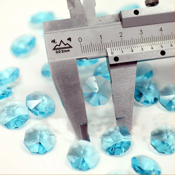 Free Shipping 500pcs/lot Top Quality Multicolor 14mm Crystal Glass Octagon Beads With One Hole For Crystal Chandelier Lamp Parts