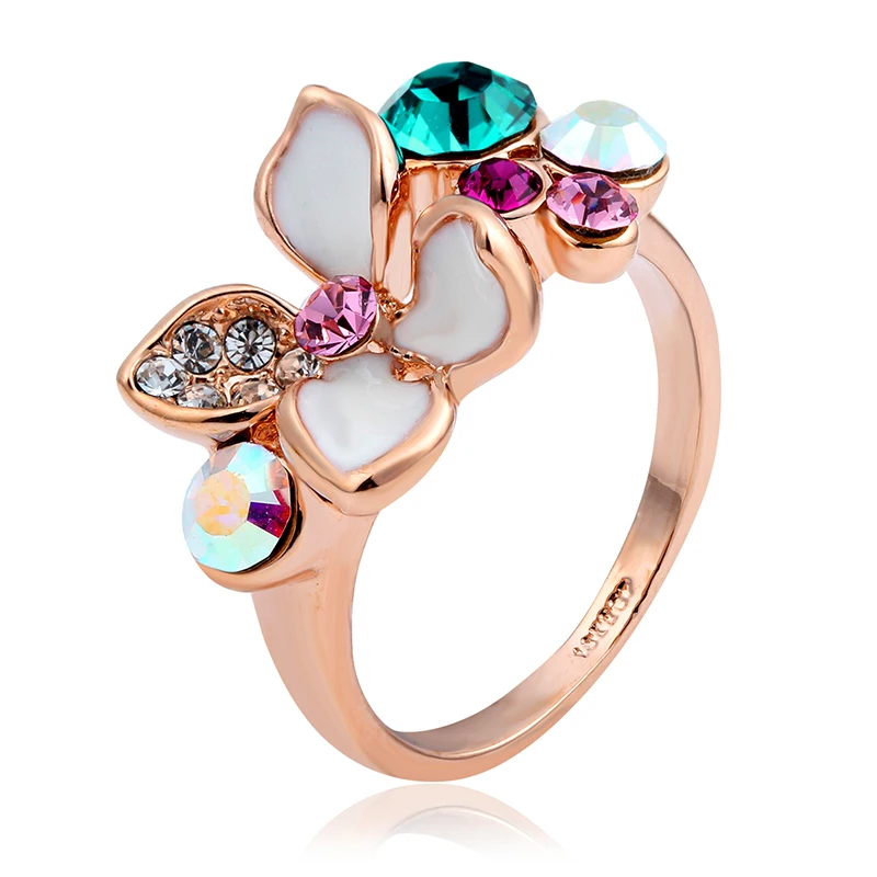 Buy White Flower Crystals Statement Cocktail Rings For Women Girls Anillos