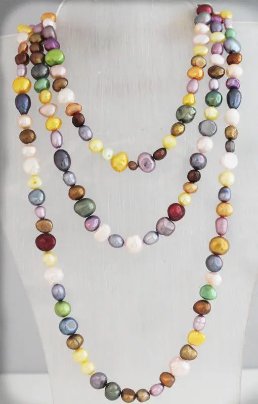 

Cute Multi-Colour Irregular FW Culture Pearl Necklace 50 inch long