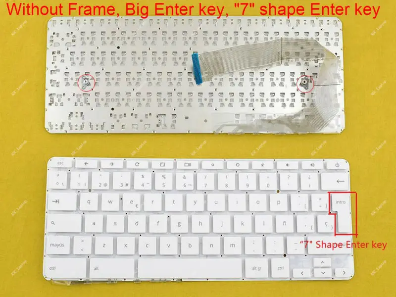 

New Spanish Teclado Keyboard For HP Chromebook 14-x023ds 14-x030nr 14-x040nr Laptop Without Frame WIN8 White