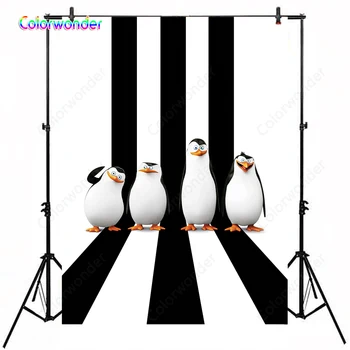 

Photography Background Madagascar Baby Penguin Brothers 5x7ft Black with White Stripe Backdrops for Kids Birthday or Baby Shower