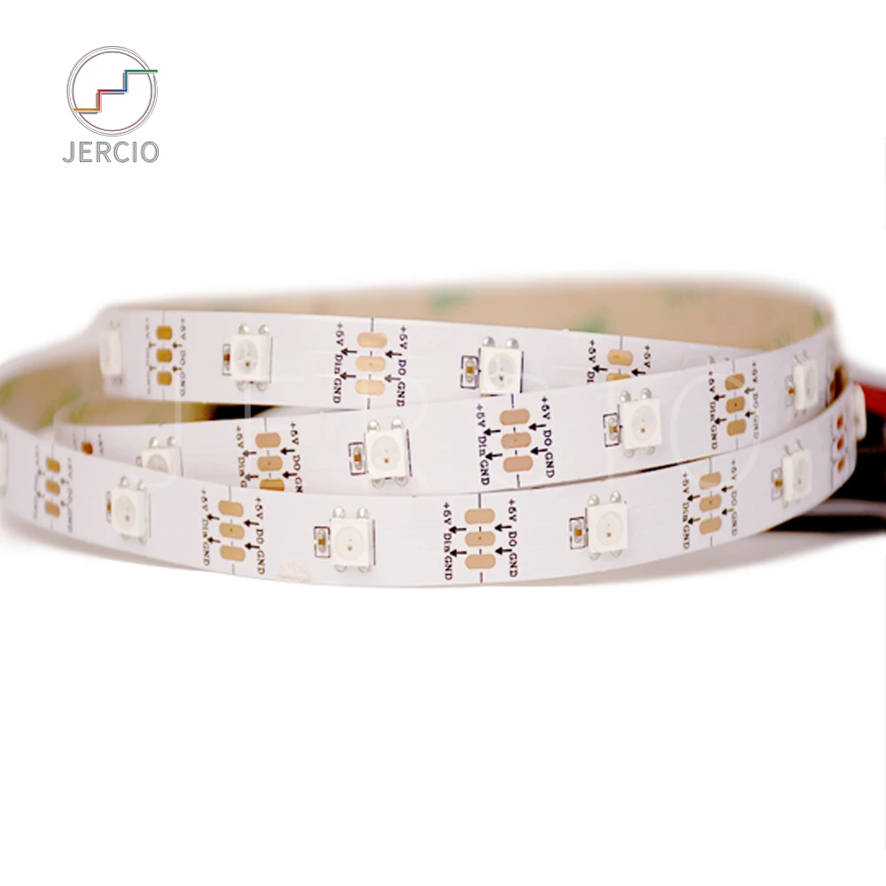 

JERCIO RGB 1m 4m 5m WS2812B Led Strip,Individually Addressable Smart RGB Led Strip,Black/White PCB IP30/65/67 DC5V