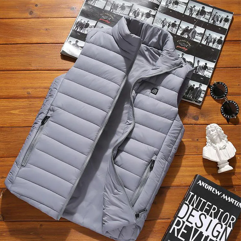 Для мужчин Зимние Открытый нагревательный куртка без рукавов с подогревом умная USB работы пальто регулируемый Контроль температуры безопасности Костюмы DSY017