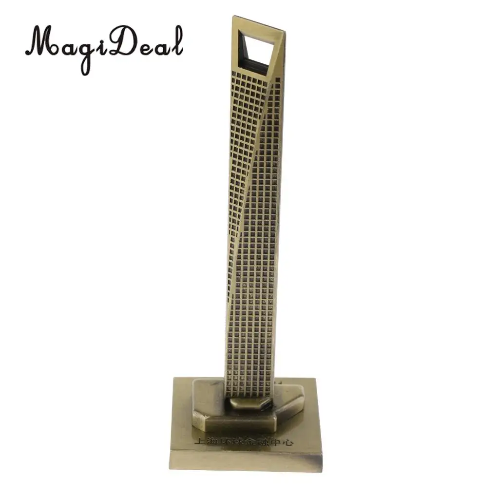 MagiDeal 14cm Metal Model Shanghai World Financial Center Bronze Statue for Bedroom Home Bars Decor 