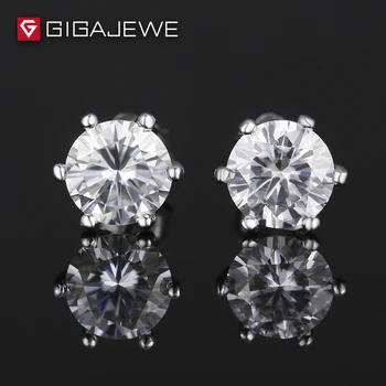 

GIGAJEWE 0.8ctX2pcs White Color Moissanite Loose Stone Classic Six-claw Setting Moissanite Earrings