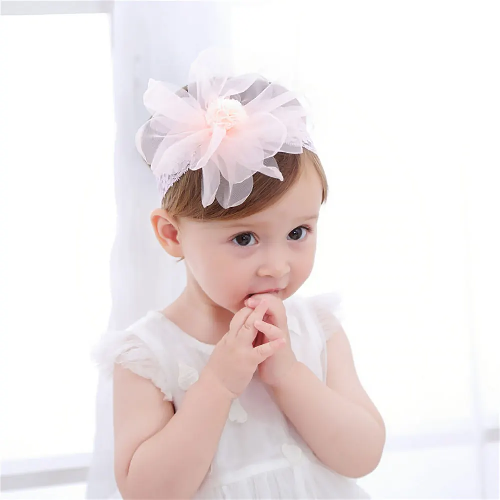 Cute Lace Flower Kids Baby Girl Toddler Headband Hair Band Headwear White Pink