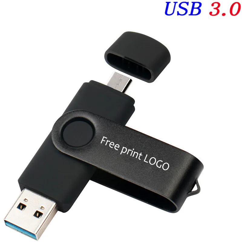 JASTER(более 5 шт. бесплатный логотип) USB 3,0 OTG Usb флеш-накопитель 4 ГБ 8 ГБ 16 ГБ 32 ГБ 64 ГБ флеш-накопитель для Android Mobile Micro - Цвет: Black