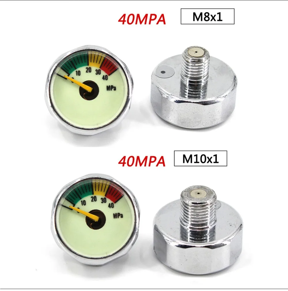 PCP Пейнтбол Airforce насосный клапан с фокусным расстоянием 25 мм M8x1 M10x1 1/8NPT 1/8BSPP 1 дюйм Мини Давление датчик Подводное манометр 20mpa 30mpa 40mpa