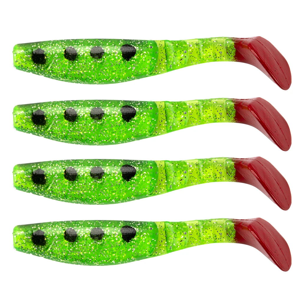Perfeclan 4Pcs T Tail Soft Fish Lures Fishing Worm Baits Swimbaits for Jig Head & Offset Hook Soft Fish Lure Soft Fishing Lures
