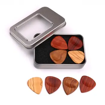 

Dragonpad 4Pcs/Set Wooden Plectrums Picks Guitar Bass Banjo Accessory with Storage Case Folk Acoustic Guitar Bass Ukulele Picks