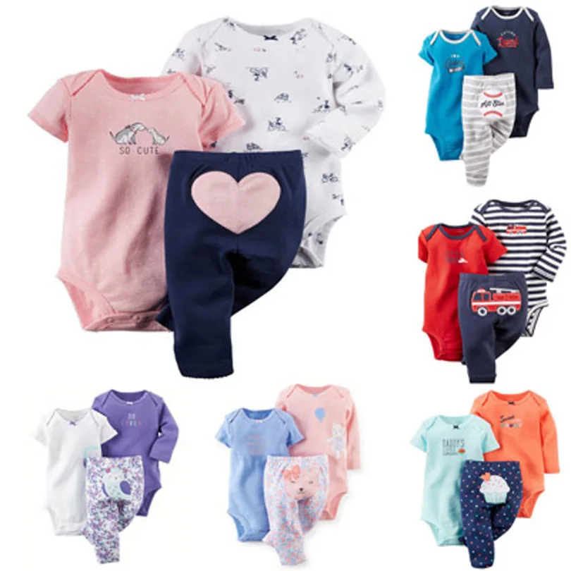 

2018 christmas bebes kids infant Baby boys Girls Clothing Set,6-24m,Long Sleeve bodysuit+pants 100% Cotton,3 pieces newborn set
