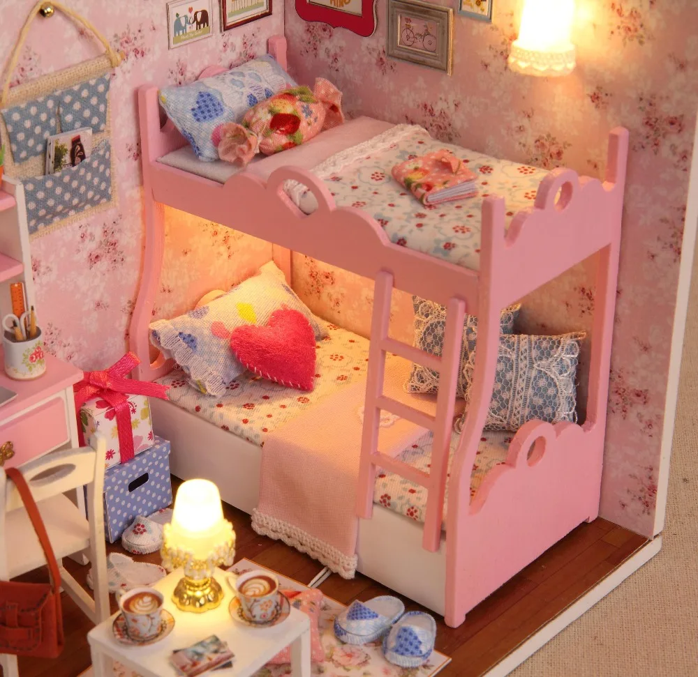 DIY Кукольный дом игрушки строительные блоки Развивающие миниатюрный модель с