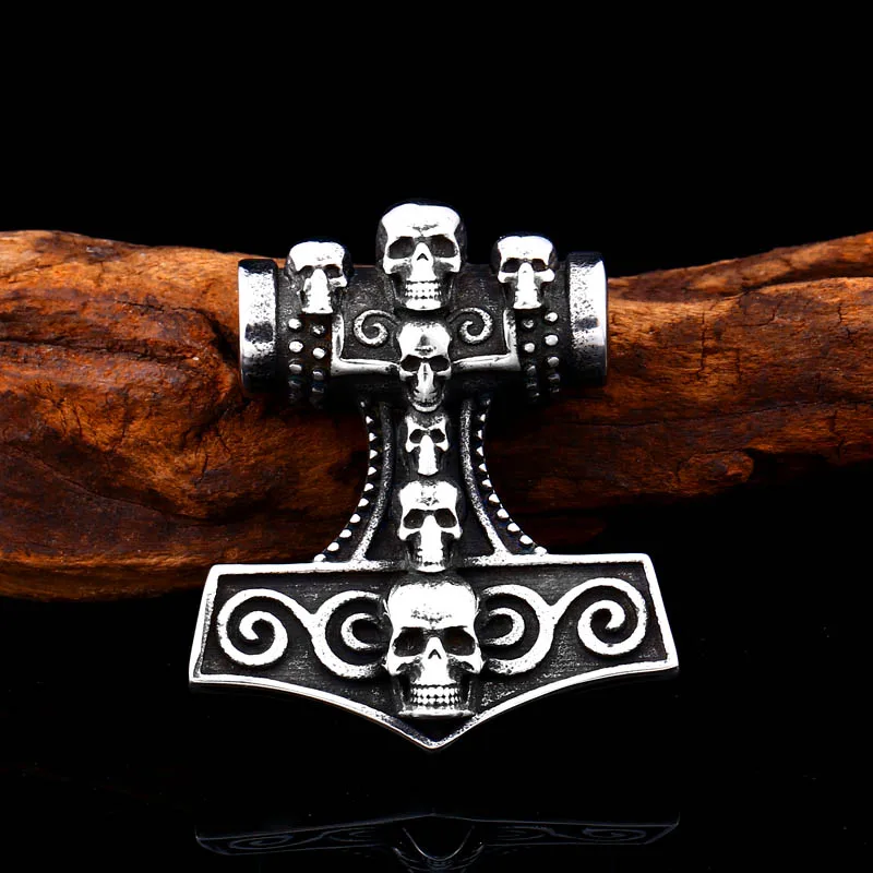 Байер 316L нержавеющая Викинг норвежский Odin Thors Mjolnir молоток мужчины ожерелье в скандинавском стиле кулон череп ювелирные изделия LP390
