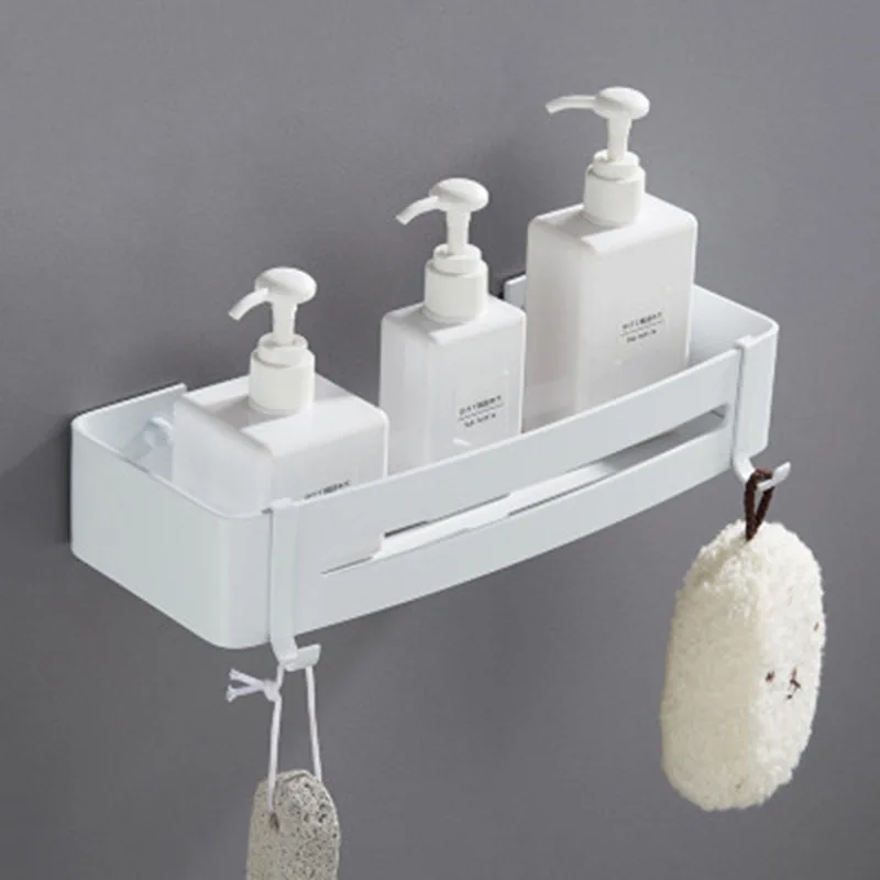 1 قطعة الفضاء الألومنيوم رف تخزين للحمام مع هوك دش الشامبو التجميل رف الحمام/المطبخ اكسسوارات منظم منزلي