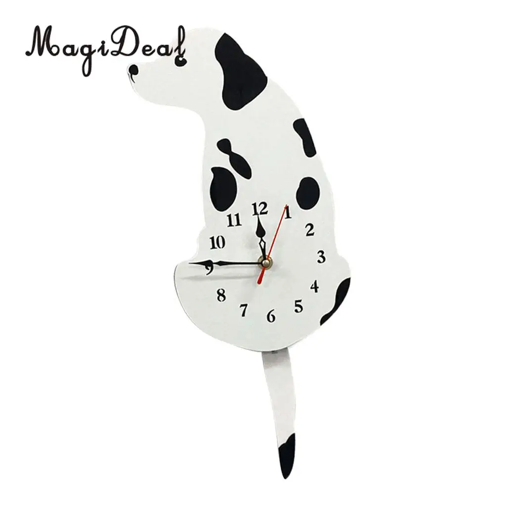 Kids Room Wagging Labrador Dog Clock Tail Swinging Cartoon Puppy Wall Clock Time Watch for Livingroom Kitchen Bedroom	