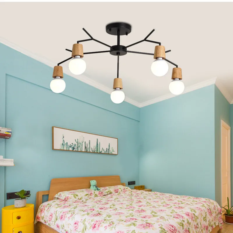 

3/5/8 Lights Modern Loft Living Room Bedroom LED Ceiling Lamp Nordic Dining Room Bar Wooden Ceiling Lights Free Shipping
