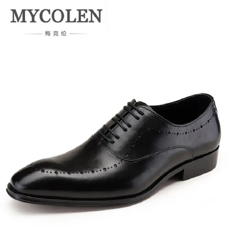 MYCOLEN Comfortable Mens Lace Up Brogue Genuine Leather Formal Dress Shoes Black Office Party Wedding Shoe Sepatu Pria MYCOLEN Comfortable Mens Lace Up Brogue Genuine Leather Formal Dress Shoes Black Office Party Wedding Shoe Sepatu Pria