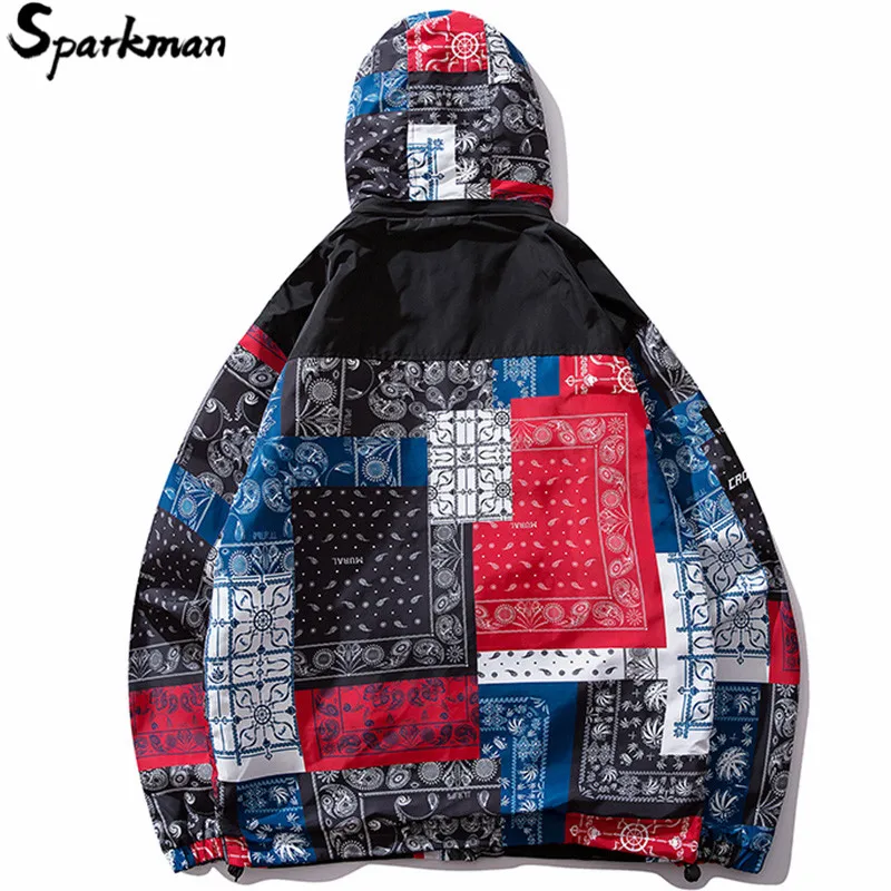 Harajuku Jacket Retro Pattern Men Hip Hop Streetwear Hooded Jacket Windbreaker Spring 2019 Color Block Track Jacket Coat Hoodie Harajuku Jacket Retro Pattern Men Hip Hop Streetwear Hooded Jacket Windbreaker Spring 2019 Color Block Track Jacket Coat Hoodie
