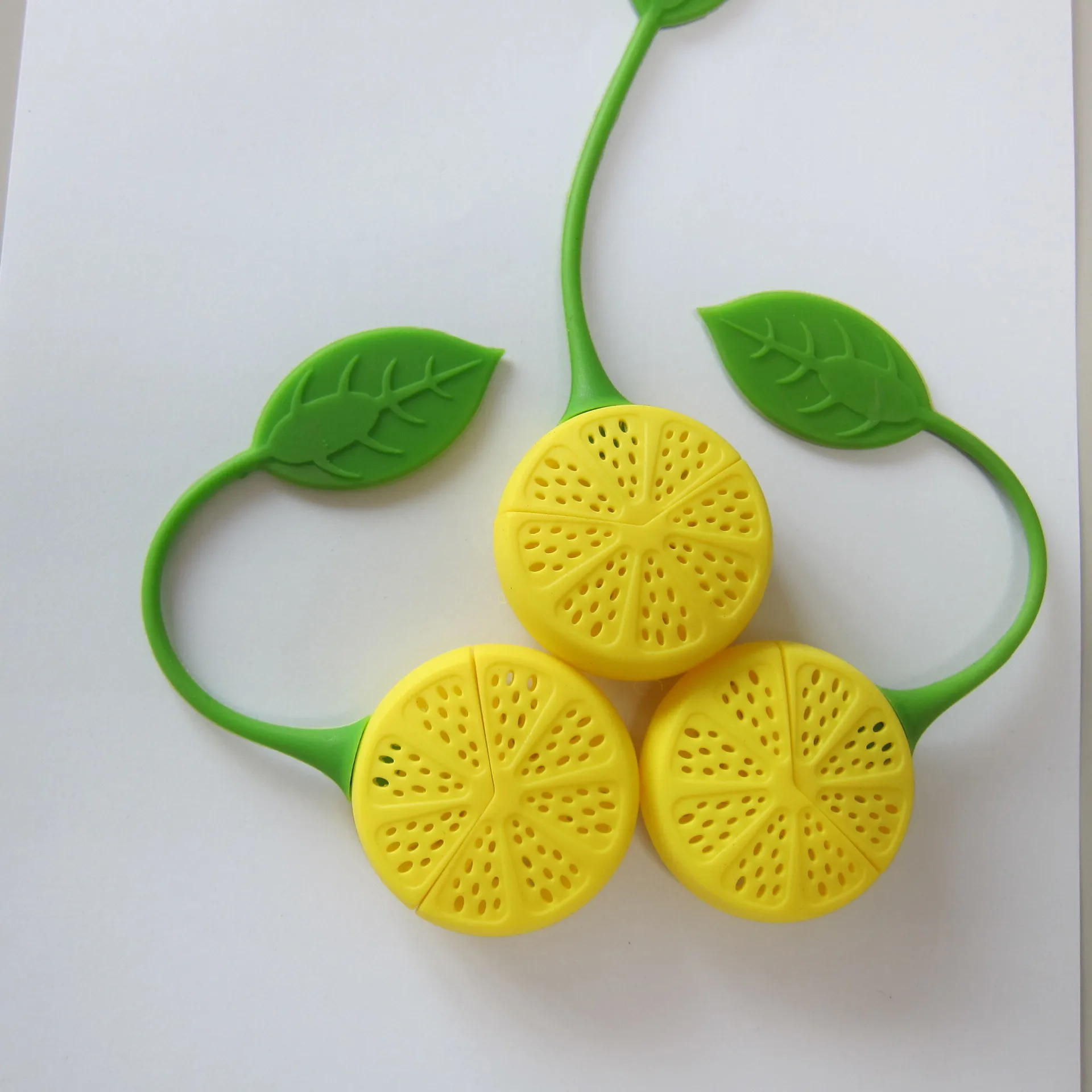 Reuseable Foof Aman Silikon Kuning Lemon Bentuk Daun Teh Tas