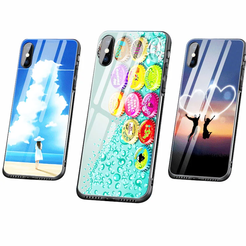 Новый милый стеклянный чехол для телефона 10 6 s XS Star Space iPhone 8 7 6s Plus X|Чехлы-накладки|