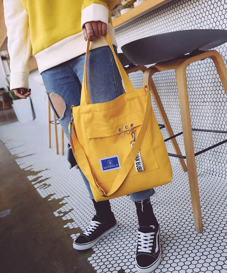 Girls Canvas Crossbody Tote Accessory Reusable Eco Friendly Shopping Bags Medium Fashion Painted Multi Use Chic Metal Zipper Bag (10)