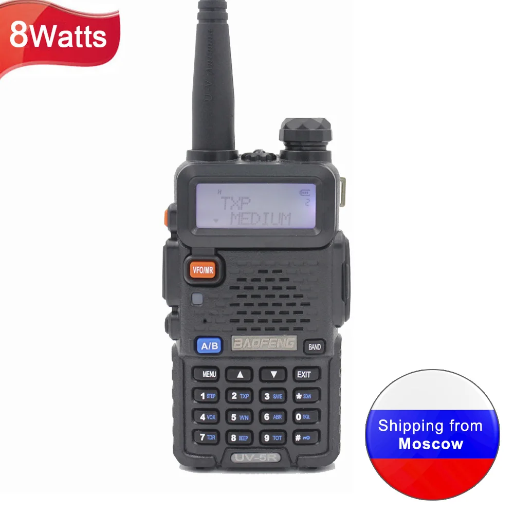 BaoFeng UV-5R 8 Вт двухдиапазонный 136-174 МГц и 400-520 MHz Walkie Talkie FM VOX UV-5R ham радио двойной дисплей