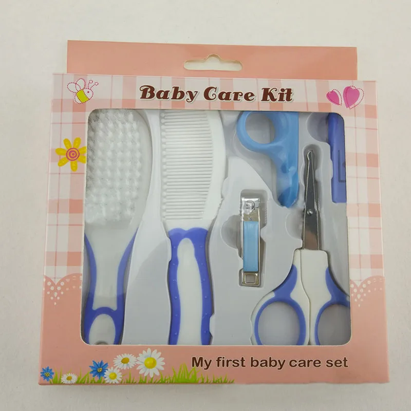 blue 6pcs set 10 шт./компл. для малышей и детей постарше для ухода за волосами, уход за волосами, уход за волосами, термометр для прочистки носа у новорождённых Зубная щётка инструменты безопасности для новорожденных Набор щеток для ухода за ребенком - Цвет: blue 6pcs set