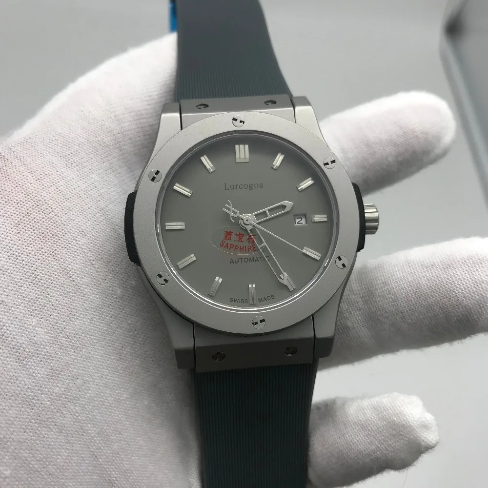 7 ألوان رجالي فاخر الميكانيكية ووتش 42 مللي متر الإنزلاق السلس الذهب حالة الأزرق الهاتفي ساعة بحزام مطّاطي الياقوت الزجاج AAA + الرياضية الساعا...