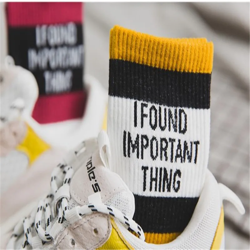 

New Fashion Women Socks Cotton 1 Pair Striped Letter Spring Schoolgirl Casual Long Happy Casual Breathable Ladies Socks women