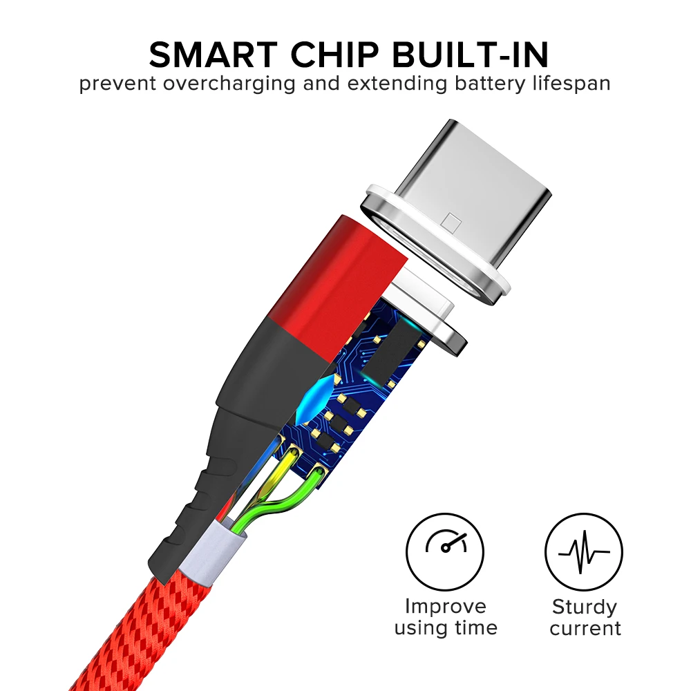 Кабель usb type C 1 м 2 нейлоновый Магнитный микро провод 3 а кабель для быстрой зарядки