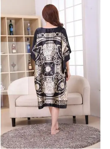 Plus Size Women Summer Lounge Robe Sexy Home Dress Rayon Nightgown Large Loose Sleepwear Bathrobe Gown S002-B