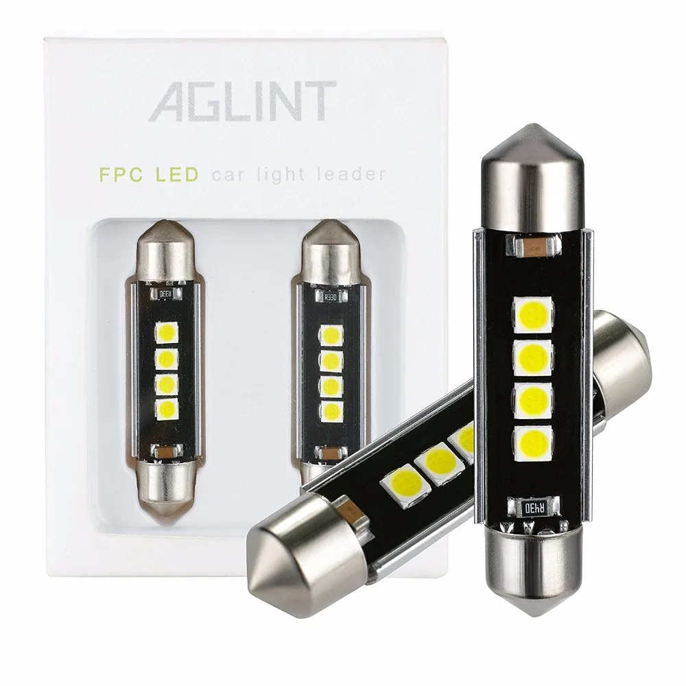 

AGLINT 2PCS Festoon 41mm 42mm C10W C5W LED CANBUS Error Free 1.72" CANbus 578 211-2 3030SMD Auto LED Interior Light White 12-24V