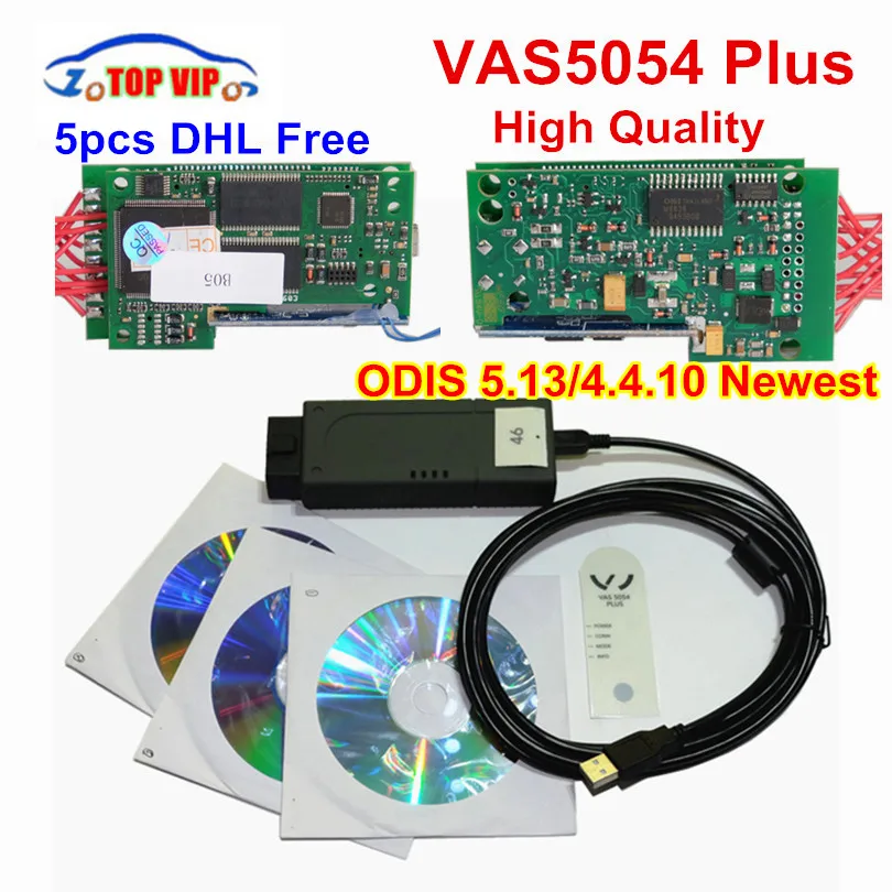 5 шт./лот свободное новейшее DHL ois V5.13/V4.4.10 VAS5054A плюс с Keygen OKI полный чип VAS 5054A Bluetooth USB