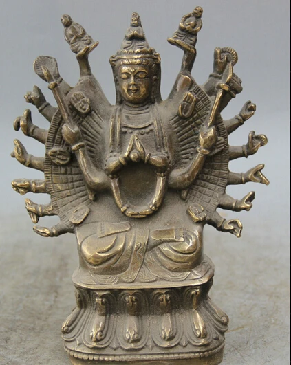 

JP S0524 7" Chinese Buddhism Bronze 1000 Arms Avalokiteshvara of Goddess Kwan-yin Statue B0403