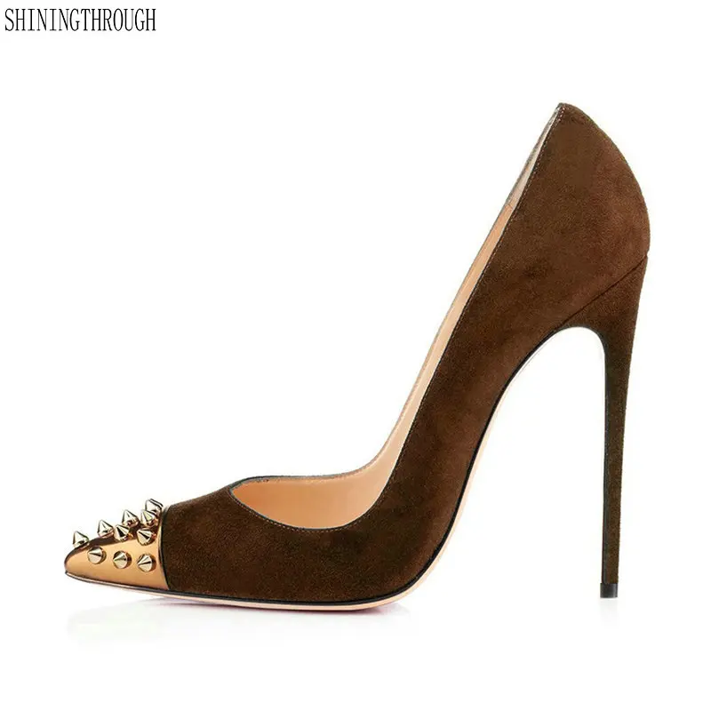 

Women Pumps Brand Women Shoes High Heels Sexy Pointed Toe rivets High Heels women Wedding Shoes women stiletto