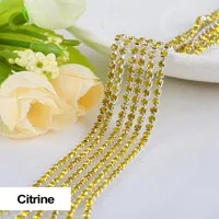 3yards/piece 17colors glass crystal Rhinestones chain, Gold bottom sew on Cup Chains For diy Sewing Clothes Accessories