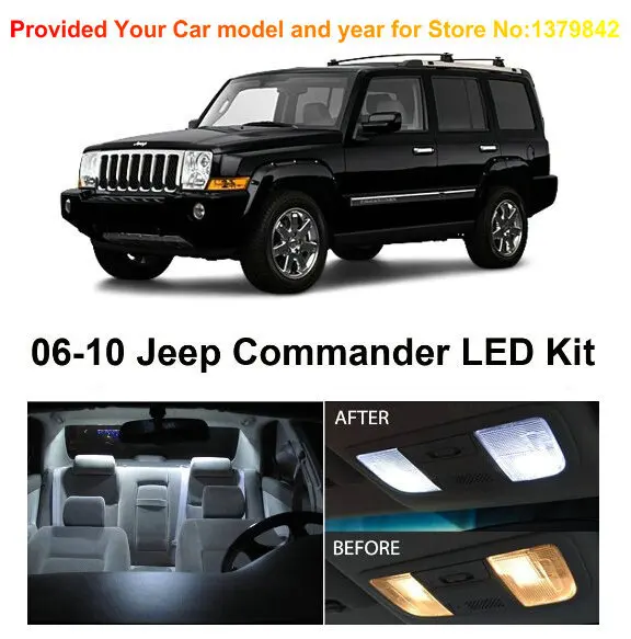 6 шт./лот, автомобильный Стайлинг, ксенон, белый, Премиум класс, посылка, комплект, светодиодный, внутреннее освещение для Jeep Commander 2006-2010