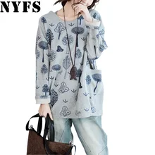 NYFS! стиль, осенние женские свободные топы, хлопковая футболка с длинным рукавом, Женская Повседневная рубашка, женские блузы