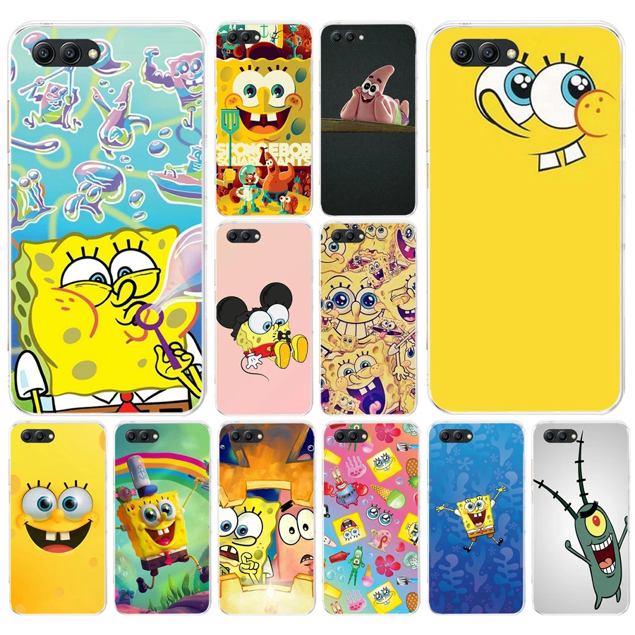 

300FG SpongeBob Square Soft Silicone Tpu Cover Case for Honor 9 10 huawei p10 lite y6 prime 2018 mate 10 lite play p smart
