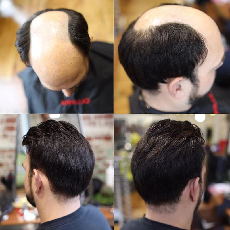 Прочная тонкая кожа накладка из искусственных волос для мужчин 8X10 "#1b10 V-LOOPED для волос Repace для мужчин t протезизация для волос Dolago тонкий PU