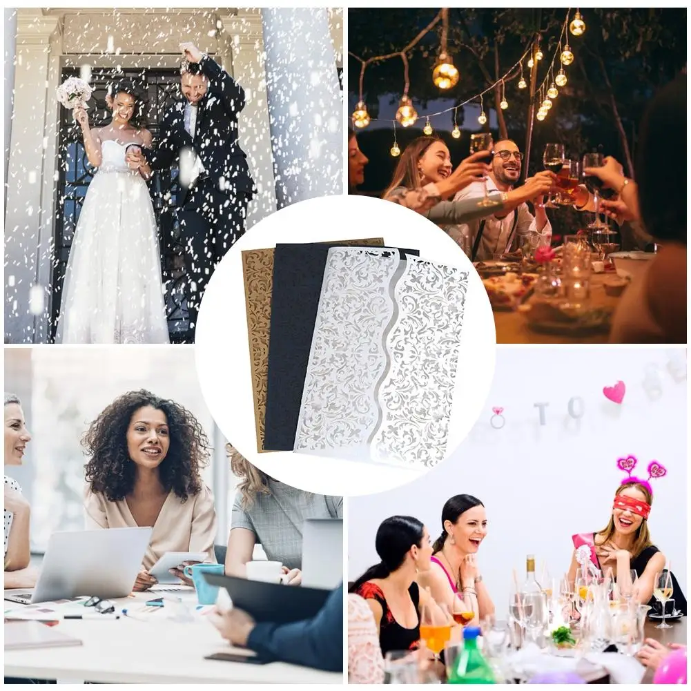  10PCS European Style Laser Cut Wedding Invitations Cards With Bowknots Business Party Supply Invita - 33031991966