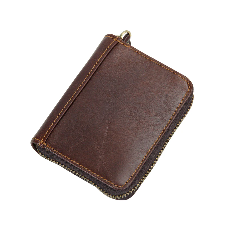 

New Genuine Leather Wallet For Men Zipper Design Short Credit Card Holder Purse For Women brand Design Ladies Wallet Purse