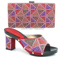 Offene spitze fersen Italienischen mode frauen fein glänzende diamant schuhe und tasche set 2015 kostenloser versand