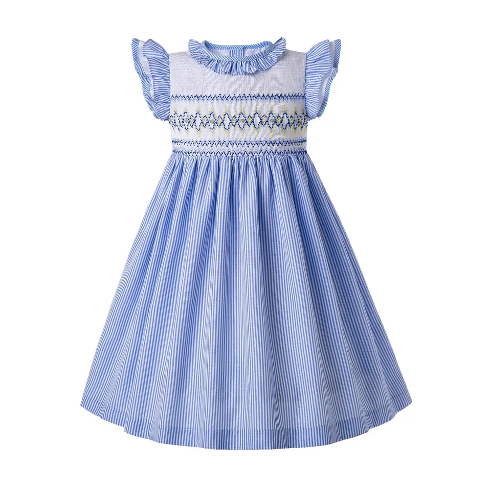 Pettigirl/платье-светильник синего цвета; одежда с цветочным рисунком; Свадебные платья с оборками; Одежда для маленьких девочек на Рождество; G-DMGD204-A289B - Цвет: As picture